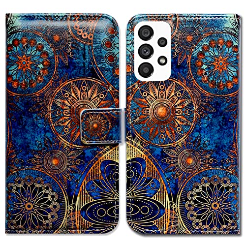 Bcov Case for Samsung Galaxy A53, Gorgeous Colours Circle Mandala Leather Flip Phone Case Wallet Cover with Card Slot Holder Kickstand for Samsung Galaxy A53 5G