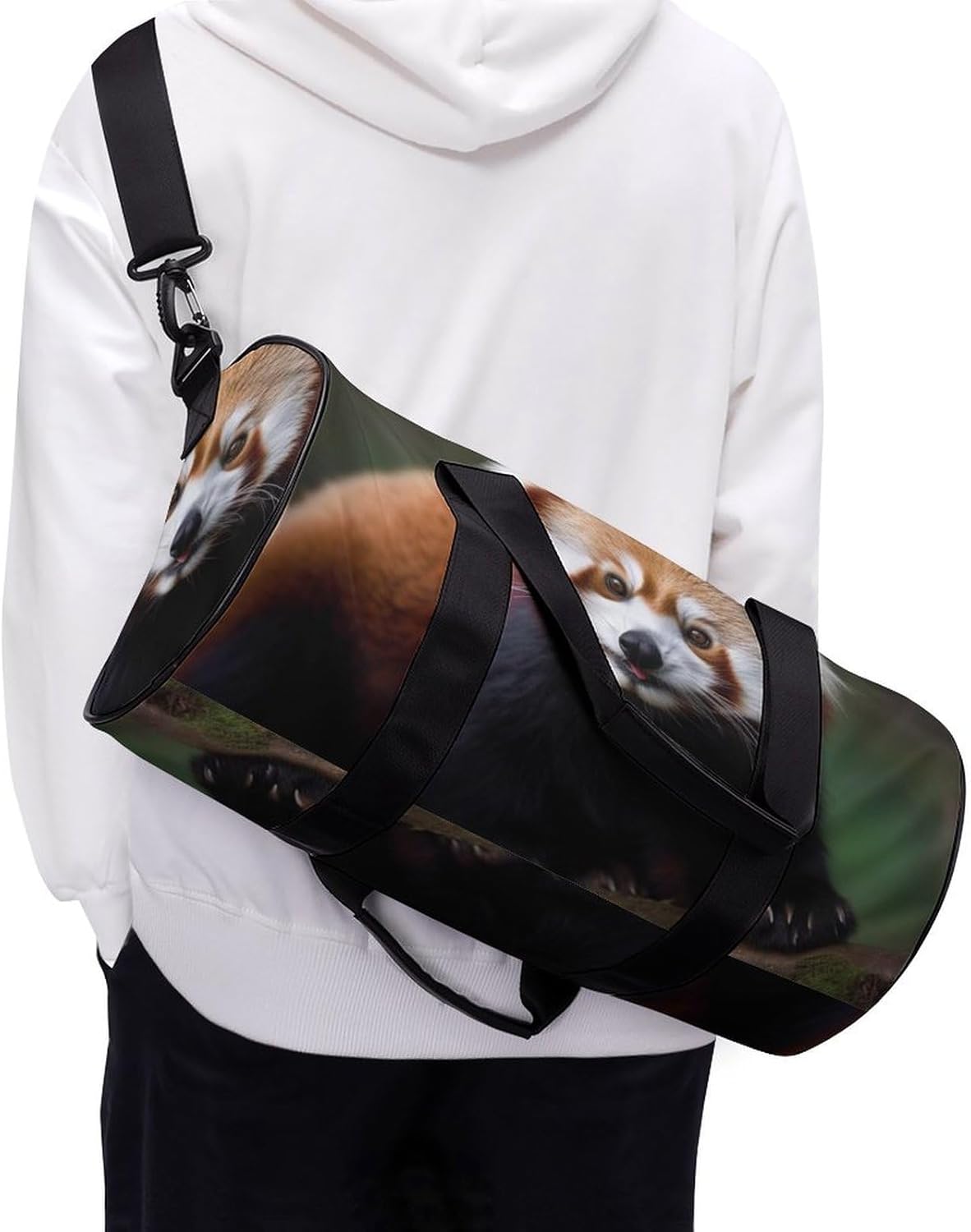 Sports Gym Bag for Women Men Travel Duffel Bag Tote Weekender Bag Animal Red Panda Carry on Overnight Bag for Travel Swimming Fitness Workout Sports Duffle Bag
