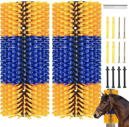 Livestock Scratching Brush 2/4PCS Horse Scratching Post Goat & Cow Grooming Scratcher 17.13 x 7.48 Cattle Goat Horse Scratch Brush with 8 Screws for Back Itch Relief & Cleaning