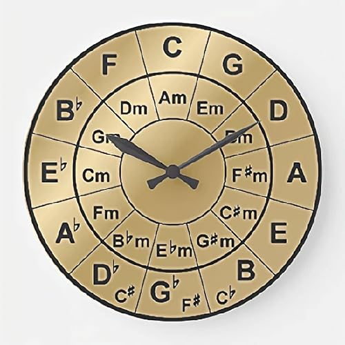 Reloj de pared dorado metálico con círculos de quintos, reloj de pared de acorde de cuerda redondo silencioso de madera, funciona con pilas, reloj disponible en Yaxa Venezuela