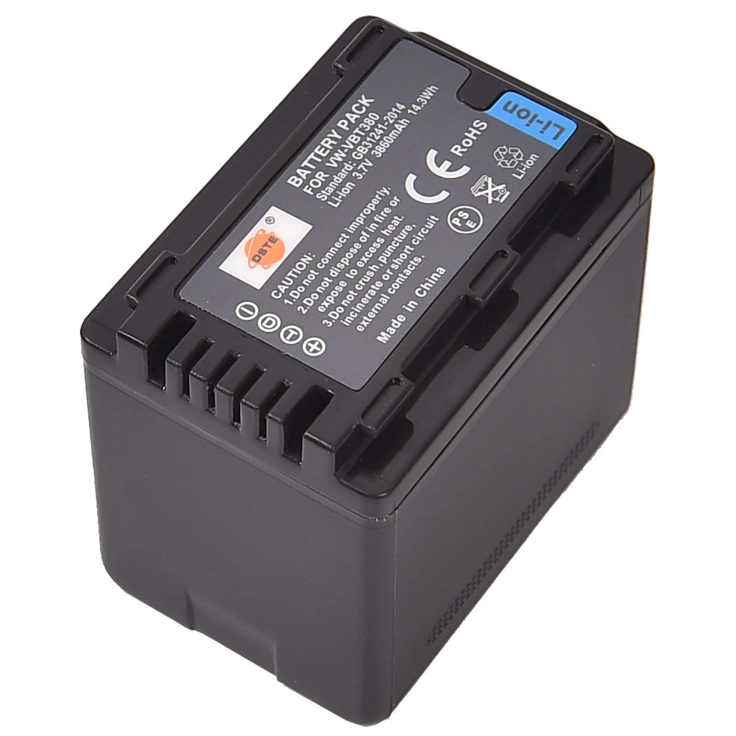 DSTE VW-VBT380 Recargable Litio Batería Compatible para Panasonic HC-V210, HC-V520, VW-BC10E, HC-W580, HC-V750, HC-WX970, HC-V710, HC-V720