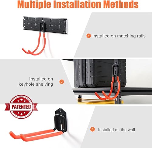 Miniatura 2 de Ultrawall Ganchos de garaje multialmacenamiento, estante utilitario con múltiples métodos de instalación, sistema organizador de herramientas de