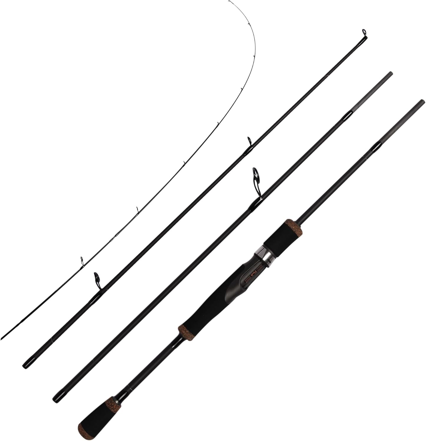 30T Carbon Fiber Travel Spinning Rod - 4-Piece 7’10” Portable Fishing Pole for Freshwater & Saltwater Bass, Trout, Medium Light Fast Action SiC Guide Rings Rods with Case