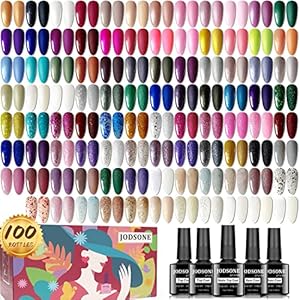 JODSONE 100 Pieces Gel Nail Polish Multi-color, Inside Glitter Texture Smooth Glossy Layer Matte Layer Gel Nail Polish Set Starter Set