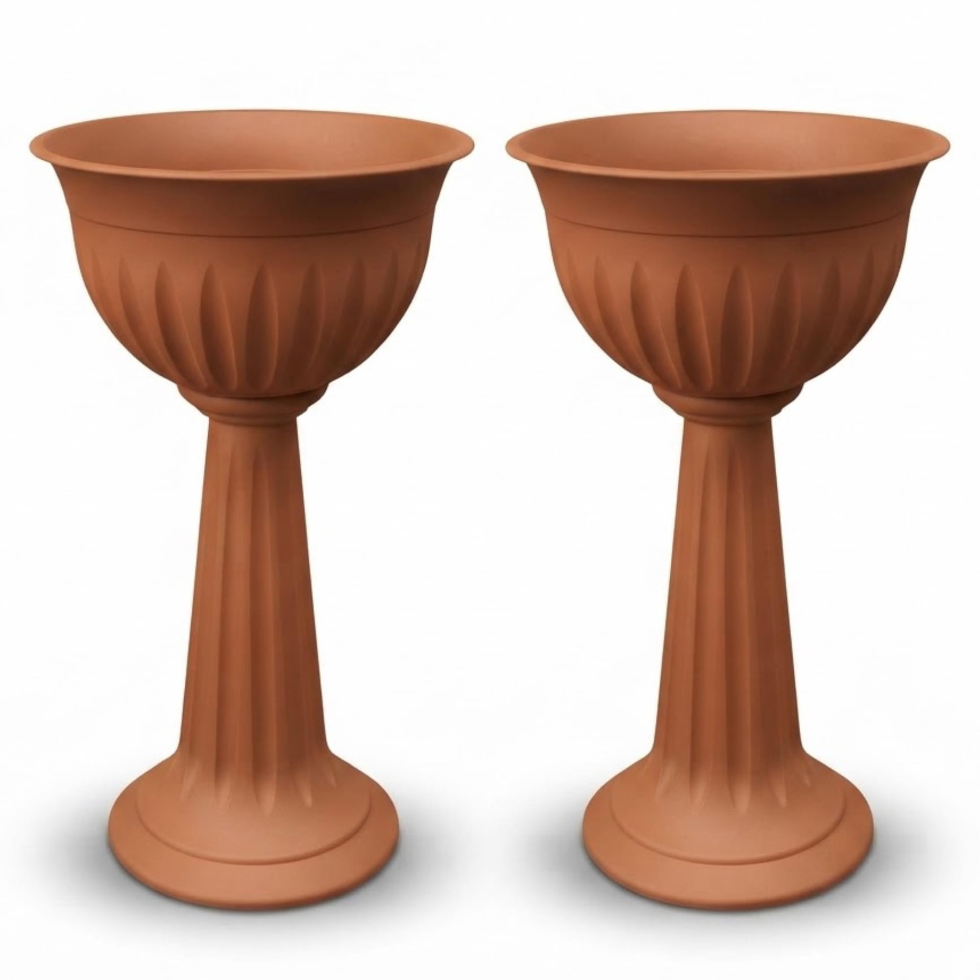 Khanary Plant Pots Urn Stand Plastic Nursery Pot Flower Planter Large Barrel Tub Planters Outdoor Garden Strong Tall No Drainage Lightweight Sturdiness Weather Resistant 75cm (Terracotta, 2)