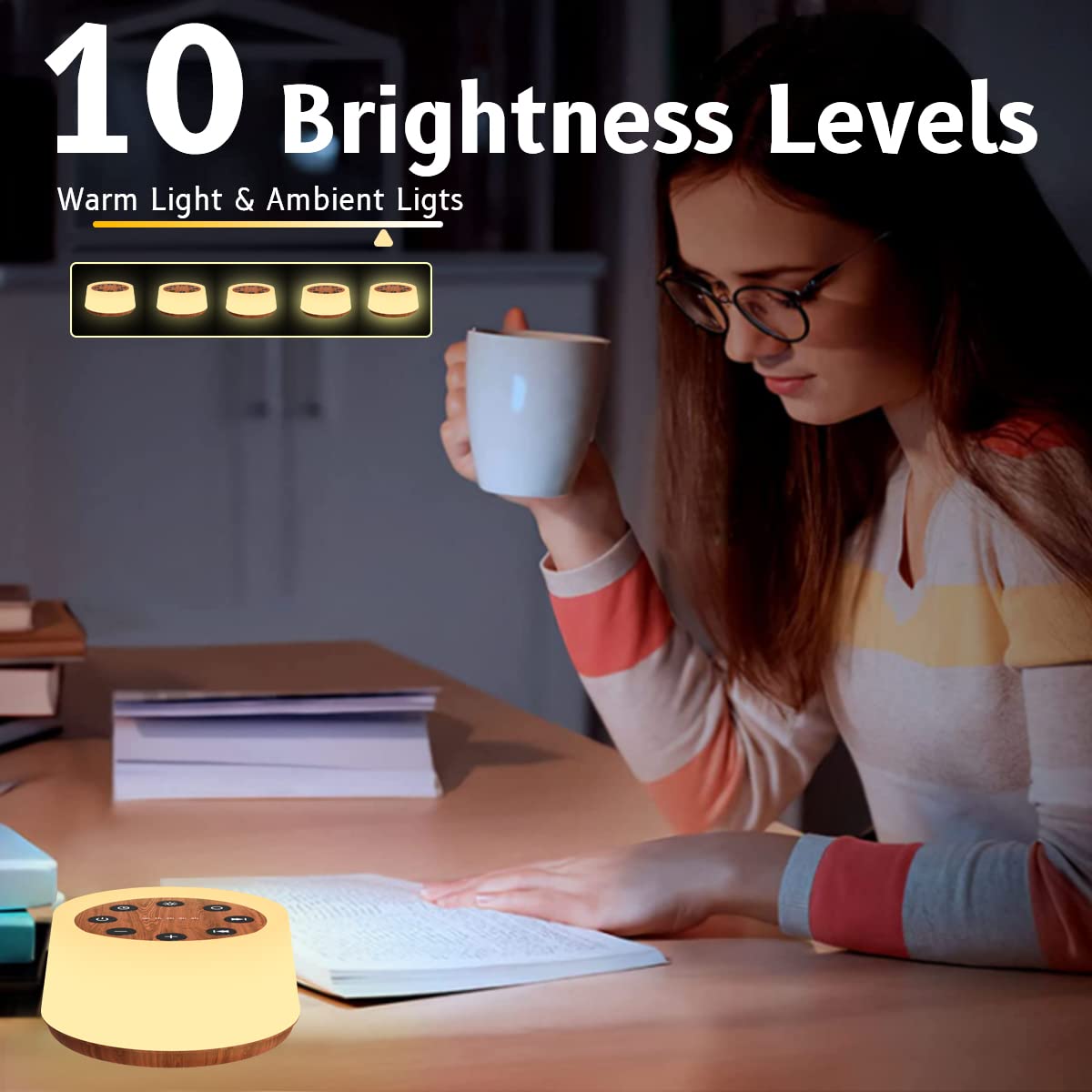 ColorsNoise Sound Machine and White Noise Machine with 30 Soothing Sounds with 12 Colors Baby Night Light with Memory Function