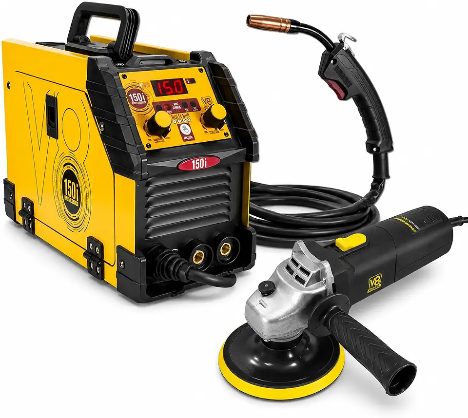 Kit Máquina de Solda Multiprocesso MIG 150i Bivolt V8 Brasil + Esmerilhadeira 720W 127V Profissional V8 Brasil