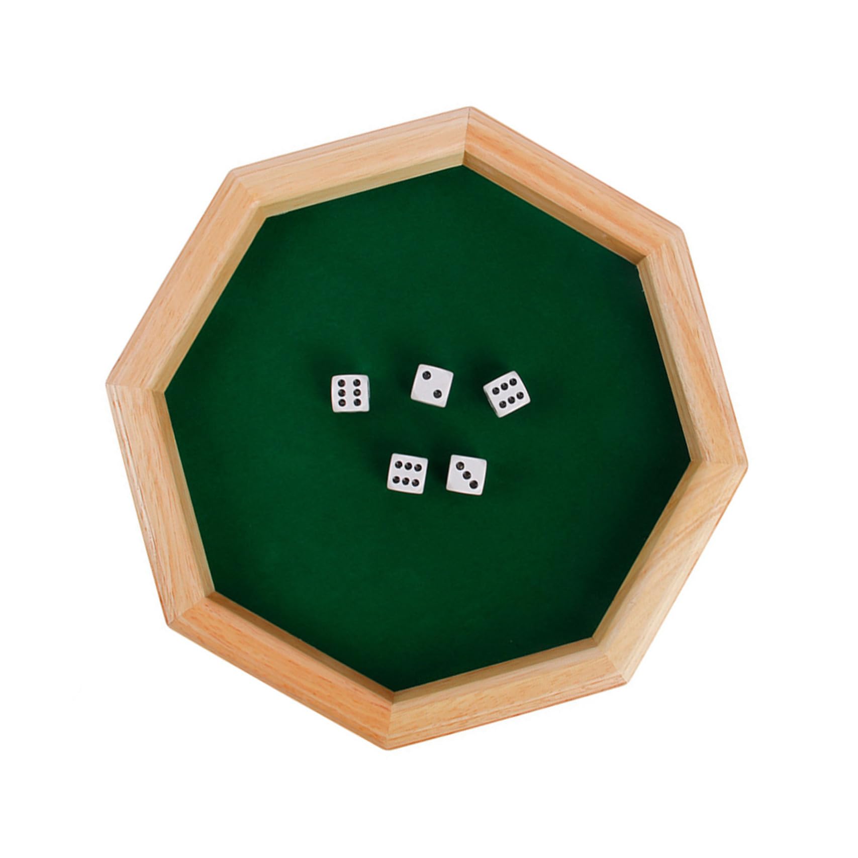 HANABASS Jeu De Dés à Boire Octogonal pour Adultes Petit Plateau Bois Verni Résistant Imperméable Fête Soirée Jeux De Société Convivialité Party Pack