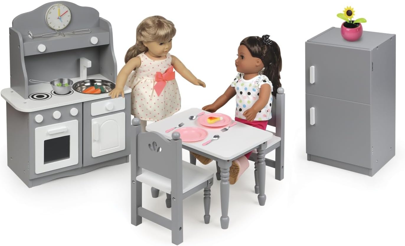 Badger Basket Doll Kitchen Furniture Set for 18-Inch Dolls – Complete Play Kitchen – Ideal for Creative & Imaginative Play