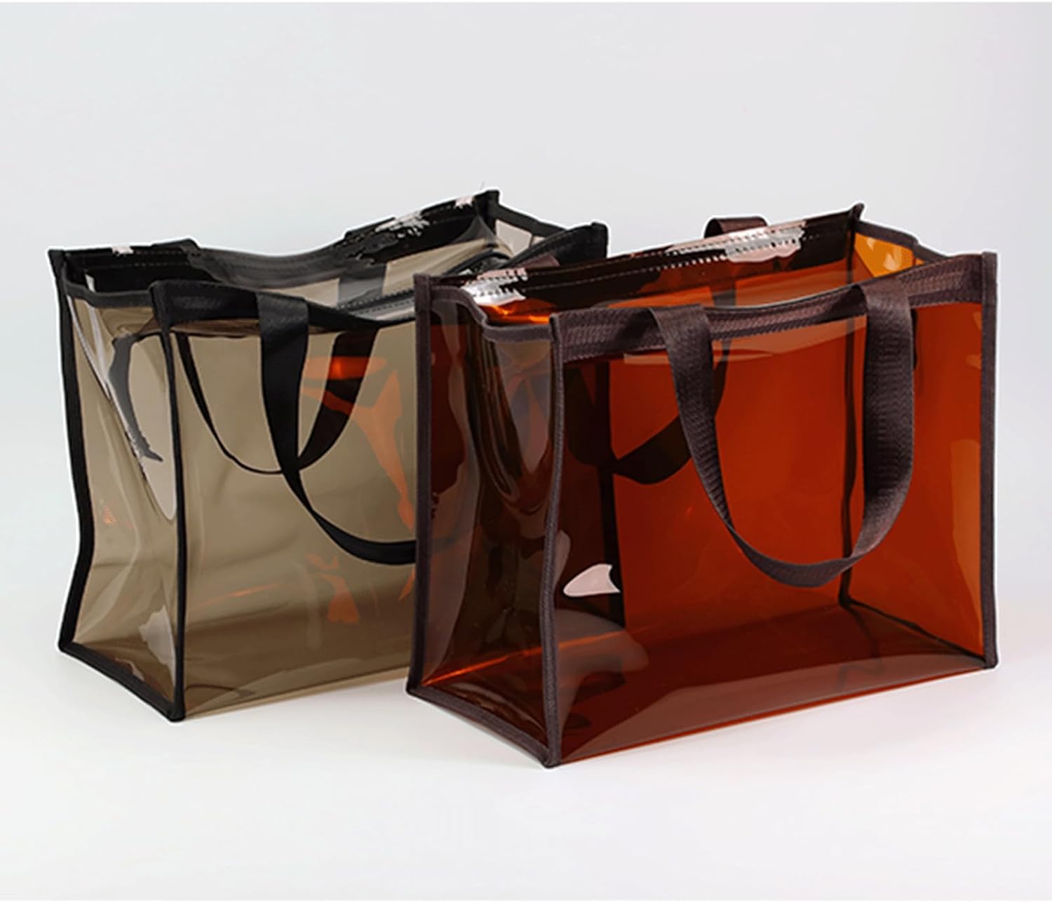 Jelly Tote Clear Amber Small Square Jelly Purse Waterproof Beach Minimalist Aesthetic Shopper Bag for Woman
