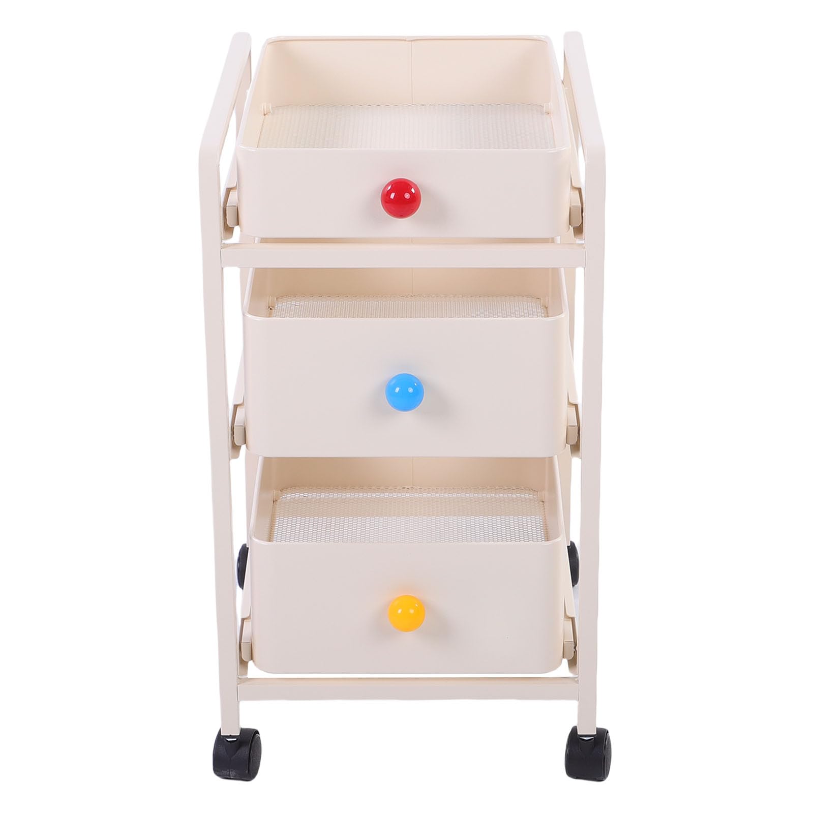 Omabeta Carrello Portaoggetti con Ruote in Metallo a 3 Ripiani Bianco