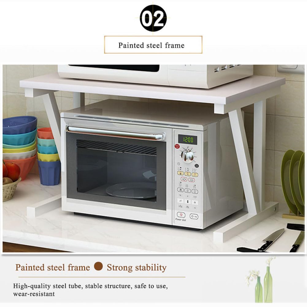 Mensola Per Microonde A 2 Livelli In Legno - Scaffale Organizzatore Per Cucina Con Spazio Extra Per Tostapane E Spezie