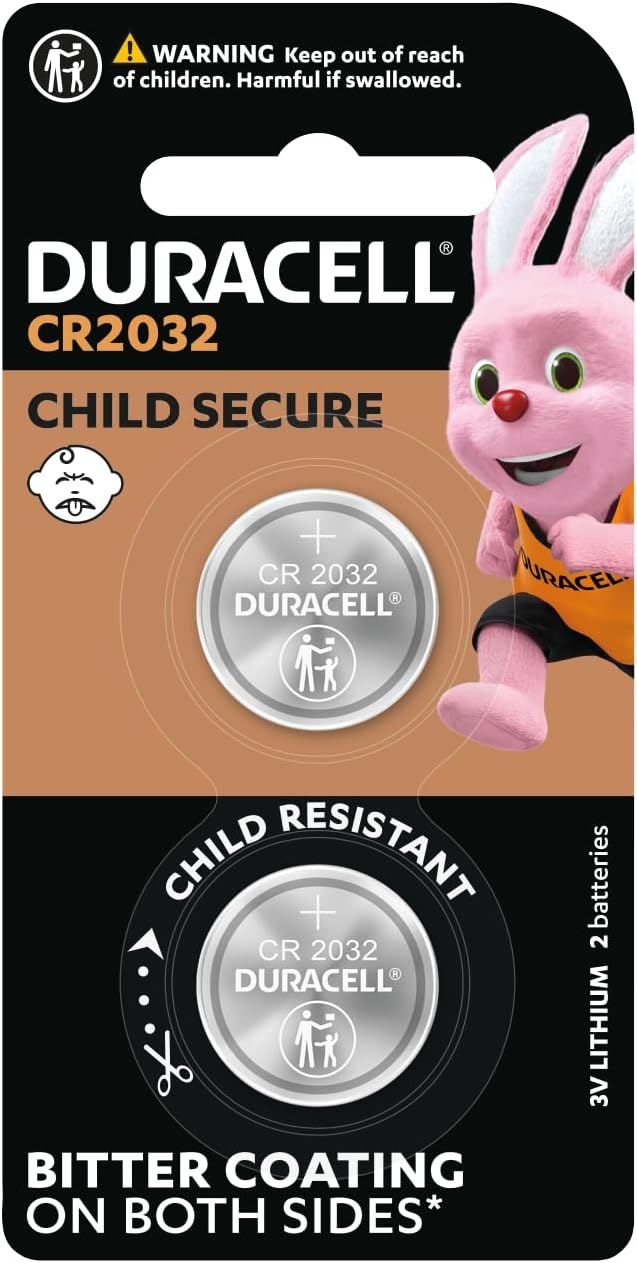 Duracell - Cr2032 3V Lithium Coin Dl2032 / Cr2032 Button Batteries Regular - Pack Of 2 - 10 Years Shelf Life