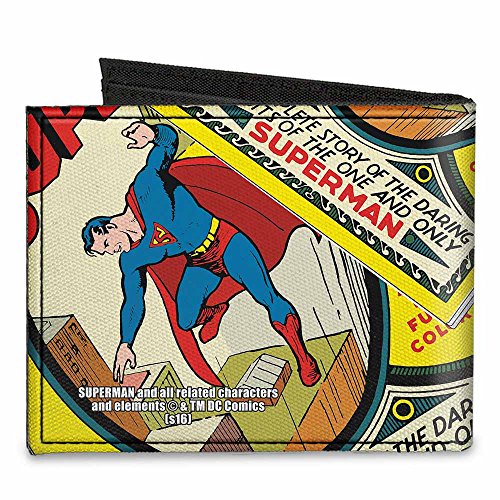 Buckle-Down Mens Buckle-Down Canvas Bifold - Classic Superman #1 Flying Cover Pose Wallet, Multicolor, 4.0 X 3.5 Us #TOP1