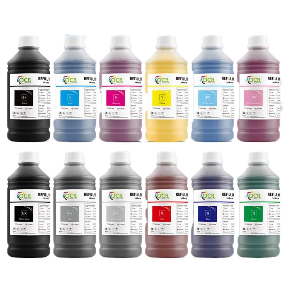 Conjunto de 12 Colores 1000ml Insta de Impresora Compatible con pfi pfi 706 306 301 206 101 106 704 701 702 8706 Adecuado para IPF 8400 9400 8300 8310 8000 9000 645 6400