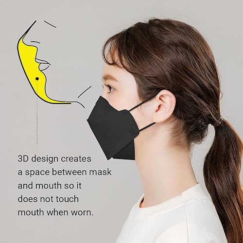 Miniatura 4 de [Paquete de 20] Máscara facial de alta calidad con protección contra el polvo (KF94), color negro, mediano