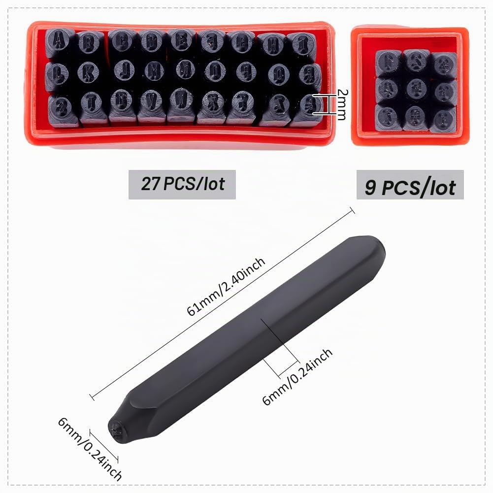 UNICRAFTALE 2 Sets (6 25 mm) Poinçons Métalliques de Lettres et Chiffres en Acier avec Coffret Kit d'Outils d'Estampage pour Métal Plastique Bois Cuir