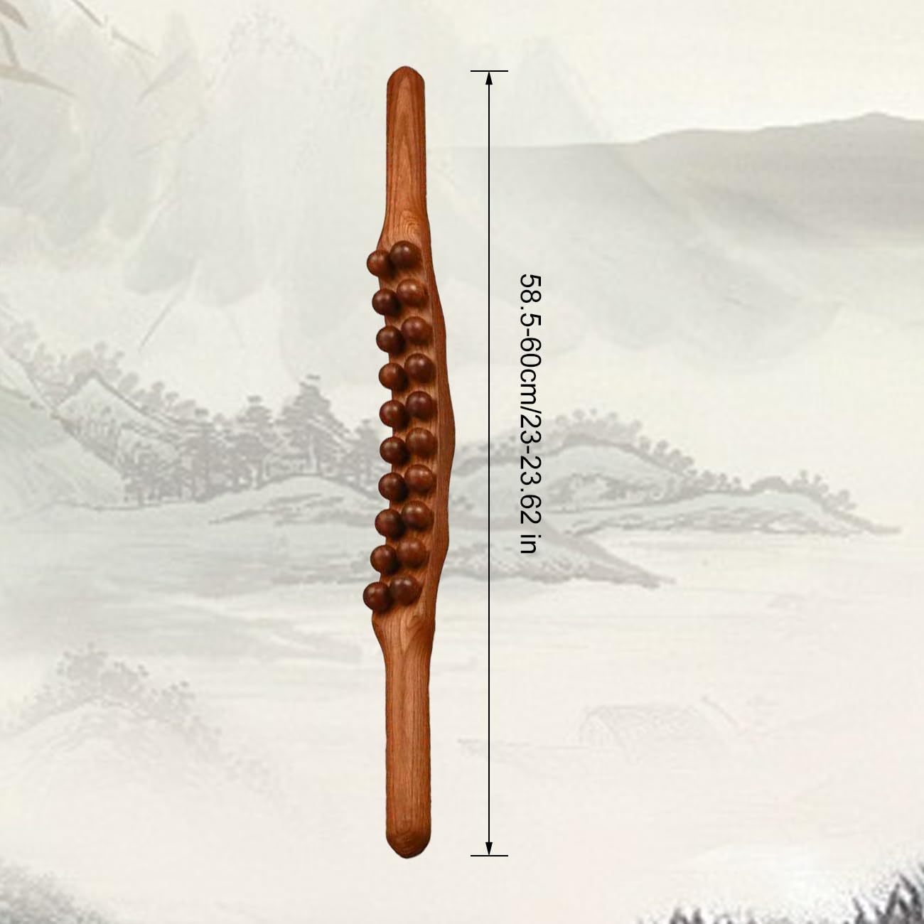 20 Beads Wood Massage Stick Myofascial Release Tool Double Row Point Treatment GuaSha Tools for Whole Body Muscle Relaxation Point Massage Scrap