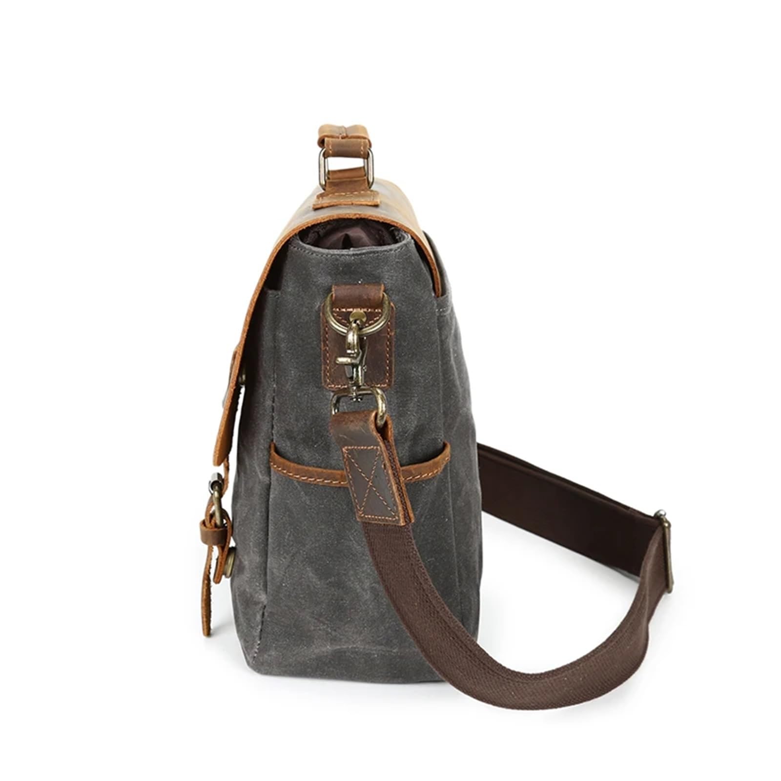 Umhängetasche wasserdichte, gepolsterte, gewachste Canvas-Taschen, personalisierte, stilvolle Umhängetasche, Vintage-Kuriertasche for Männer(Coffee)