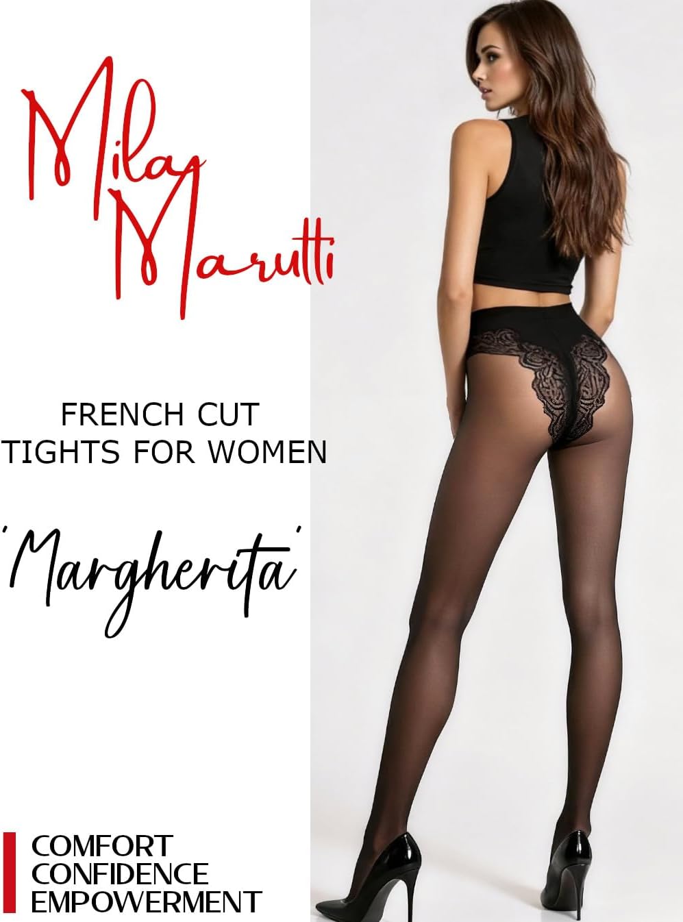 Mila Marutti Sheer Tights for Women | French Bikini Cut Pantyhose Stockings | Silky Nylons - Made in EU - Image 2
