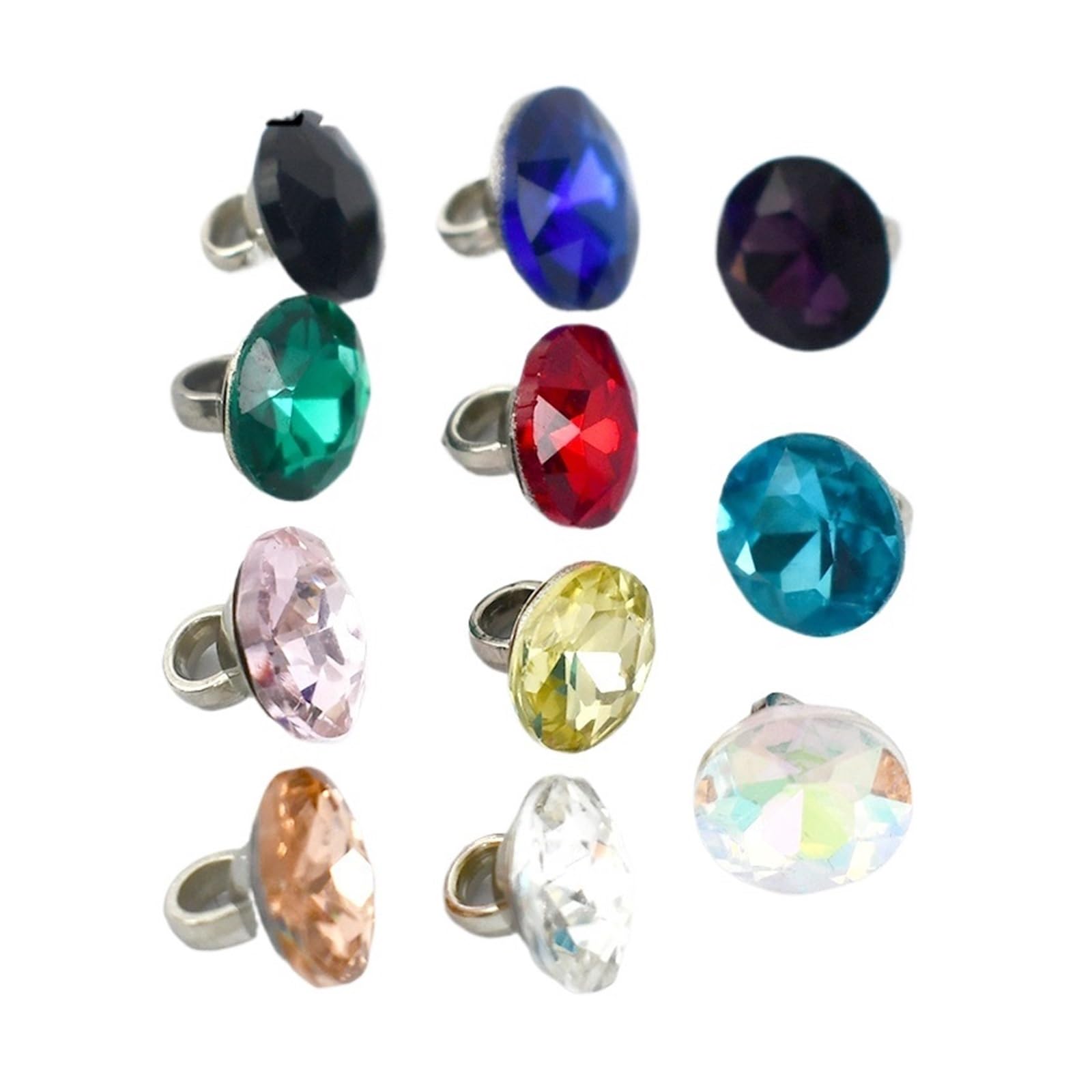 20/50 pièces 9mm Strass Boutons Verre Diamant Chemise Tige Boucle Bricolage vêtements col Couture décor matériel Accessoires(Rose,9mm-50Pcs)