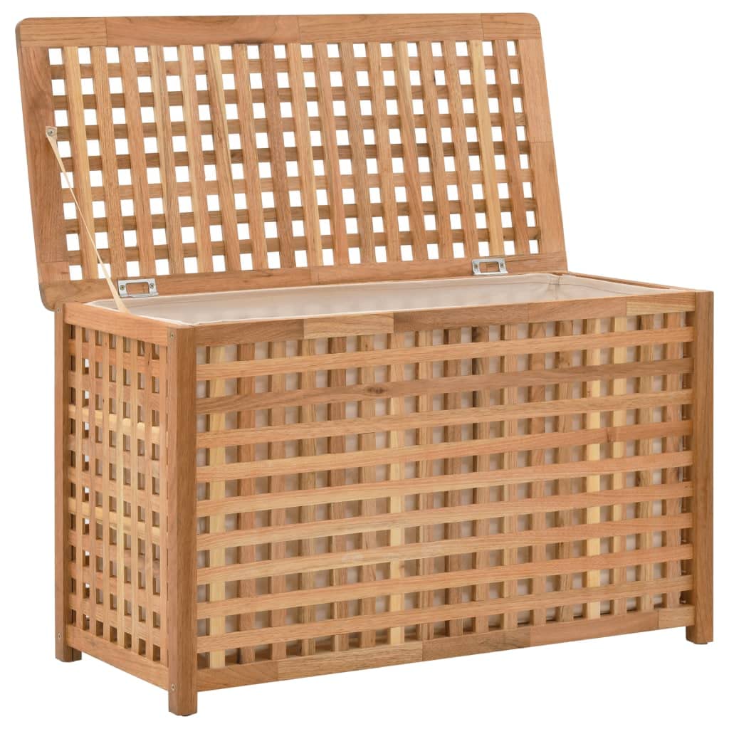 Wäschetruhe 77,5x37,5x46,5 cm Walnuss Massivholz Wäschekorb mit Deckel Wäschekorb Hol Wäschetonne Wäschesammler Laundry Baskets für Bad oder Schlafzimmer Gitter-Design Gute Belüftung