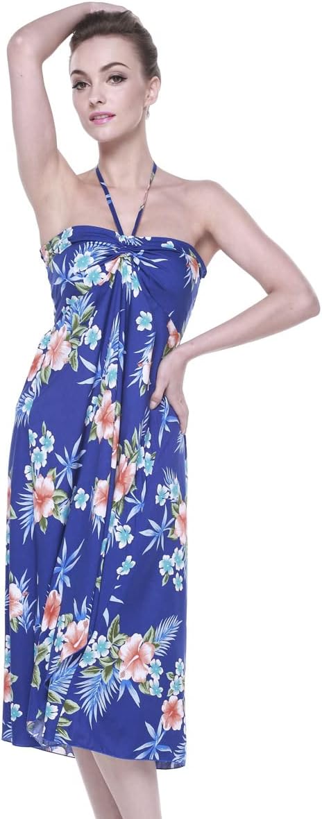 Matchable Family Hawaiian Luau Men Women Girl Boy Clothes in Hibiscus Blue - Image 5