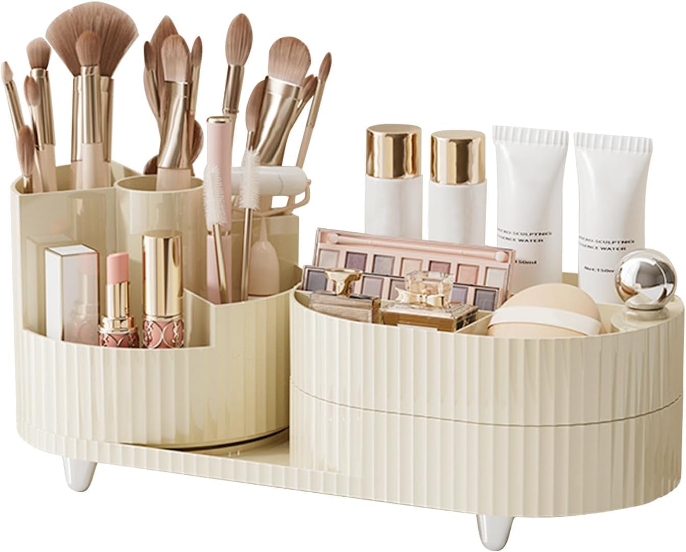 7Seas Countertop Multipurpose Storage Organizer Box | Office Desktop Stationary and Accessories Organizer Cady | 360 Rotating and 9 Compartment Storage Facility Dressing and Vanity Storage Box