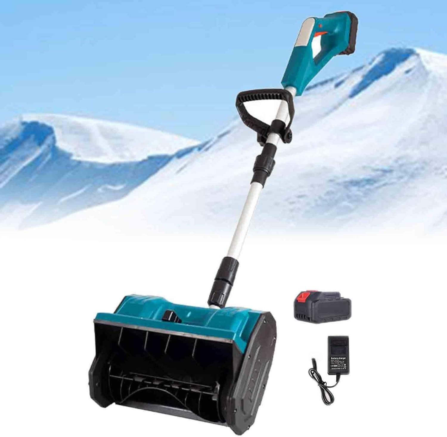 Pala de nieve eléctrica inalámbrica con poste ajustable de 13 pulgadas para limpiar entradas