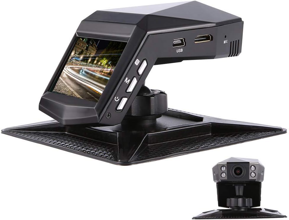 Car Dash Cam IR Night Vision 1080P Dashboard Camera 170 Wide Angle 2” Display with Parking Monitor, WDR, G-Sensor, Loop Recording. Single Recording(NO SD Card Included)