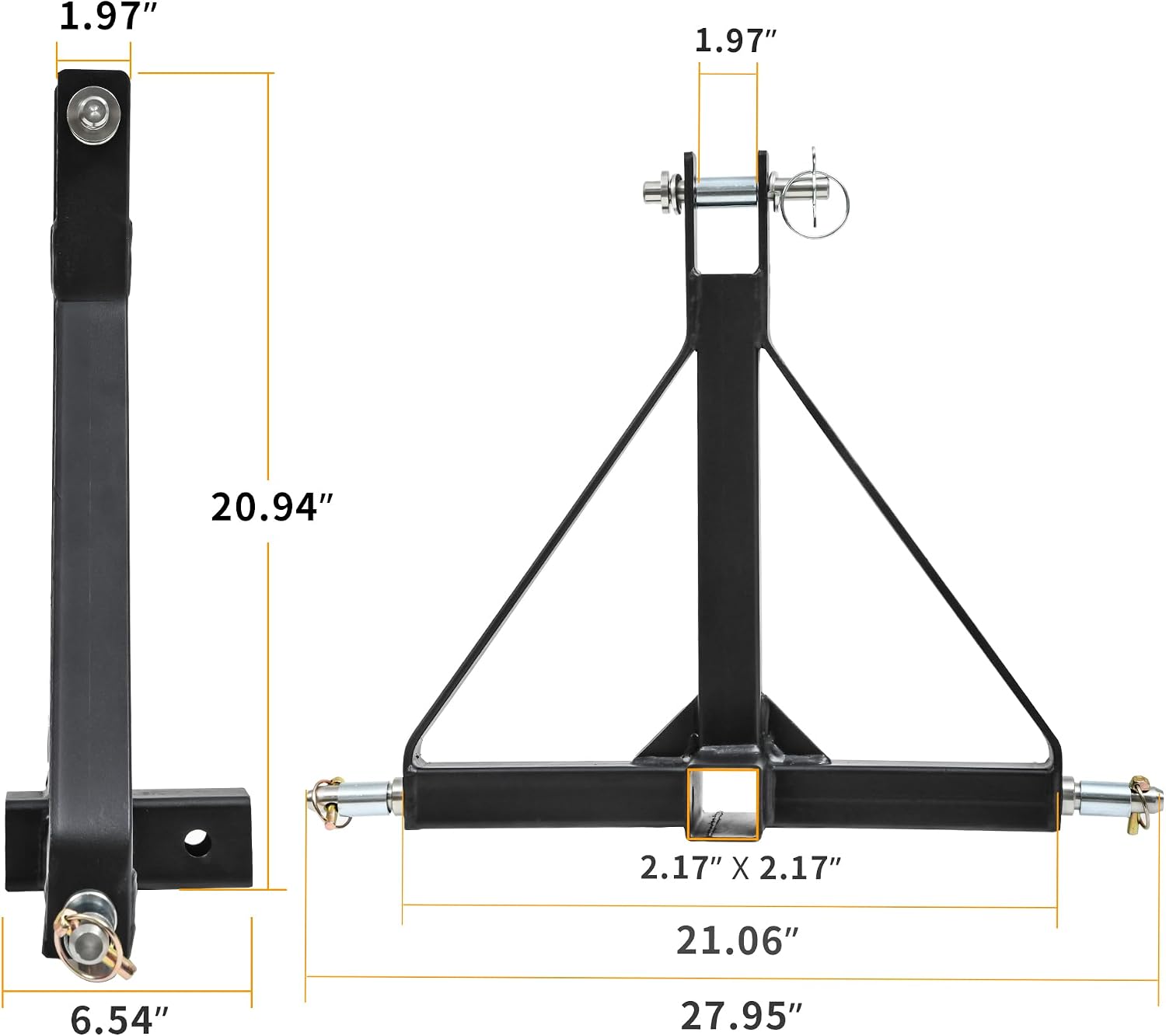 YINTATECH 3 Point Hitch Receiver with 2" Receiver Trailer Hitch for Tractor Category 1 Attachments for Kubota, Bob Cat, John Deere