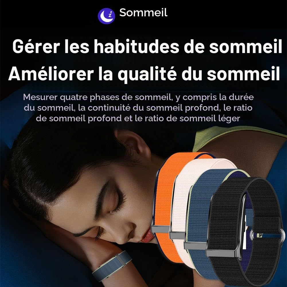 Elprico Tracker d'Activité sans Écran, Bracelet Connecté avec Suivi du Sommeil, Étanche 10m, Autonomie 45 Jours, Capteur Fitness pour Homme Femme