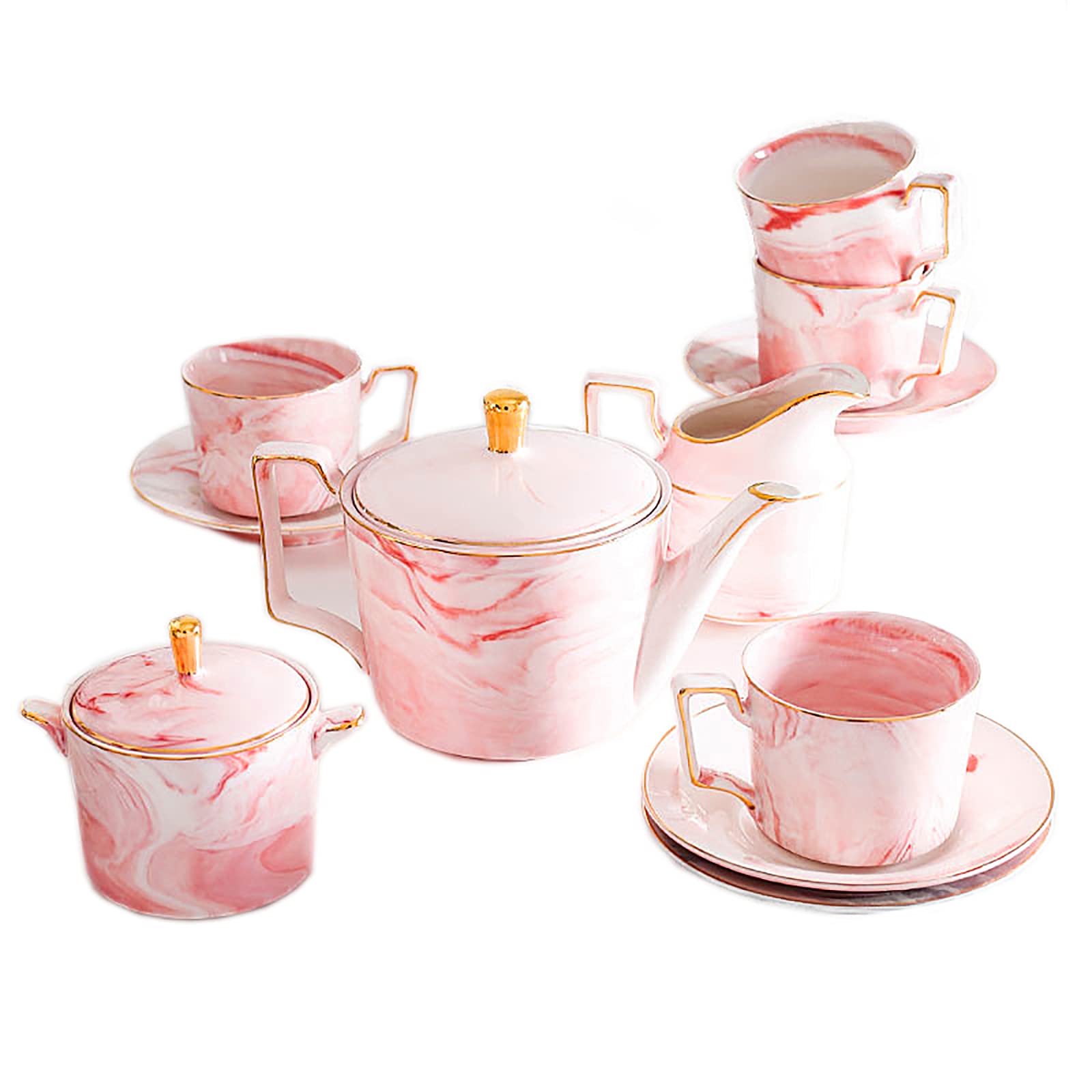 zestaw do herbaty， 15 sztuk porcelanowe zestawy do herbaty zestaw do herbaty dla dorosłych filiżanki i spodki do kawy zestaw ślubny serwis herbaciany z cukiernicą, dzbanek na mleko, dzbanek na śmietan