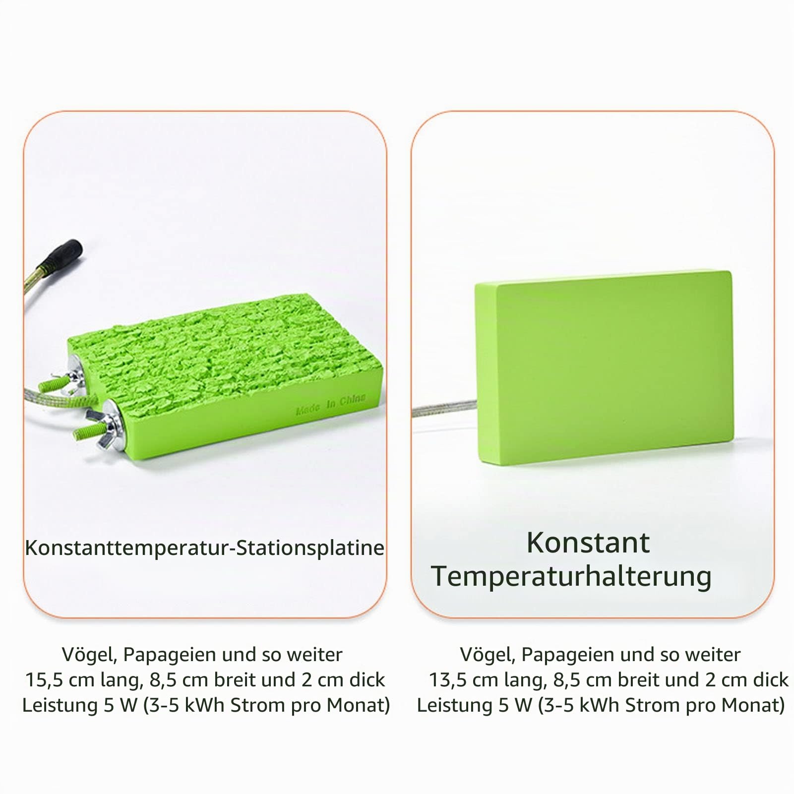 Heizplattform für Vogelstangen, Konstante Temperatur, 5 W, Sicheres Kleines Haustier, Warmes Standbrett, Käfigzubehör, Übungsspielzeug für Haustiere, Papageien, Wellensittiche, Sittiche,(EU)
