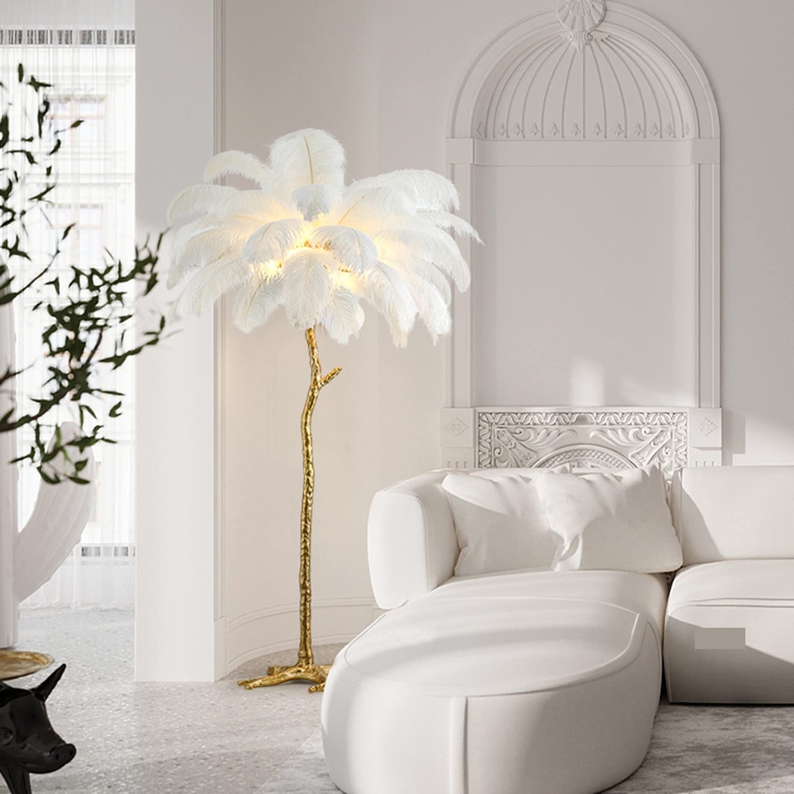 Lampadaires Lampadaire en plumes for salon, chambre à coucher, décoration de vacances, lampe d'ambiance, lampe de bureau personnalisée (à l'exclusion de la source de lumière) Lampe sur pied moderne(Bl