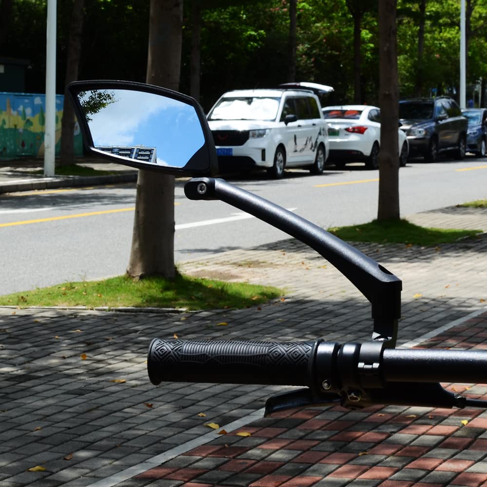 Handlebar Bike Mirror, Scratch Resistant Glass Lens, Ajustable and Rotatable Safe Rearview Bicycle Mirror