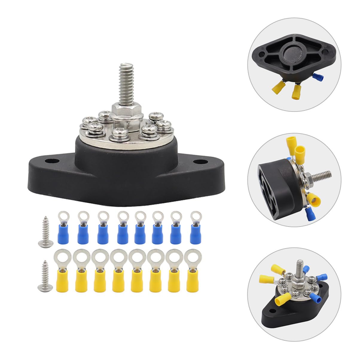 NUOBESTY 2 Juegos Barra Colectora de Distribución de Energía para Automóviles Camiones y Bloque de Eléctricos con Tornillos y Conectores Resistente y Duradero