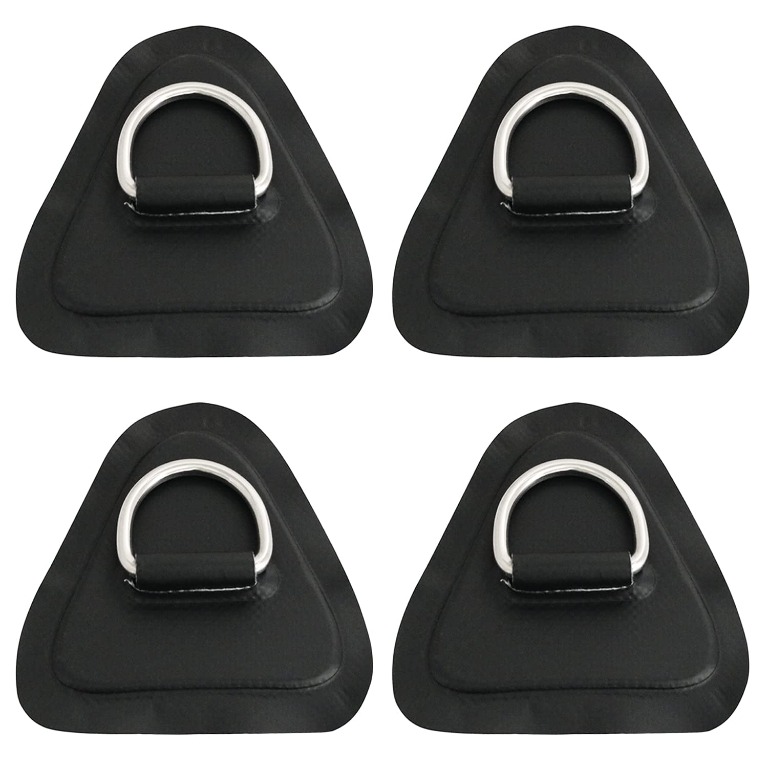 yyangz 4PCS Stainless Steel D-Ring Circular Patch with Triangular Base for Inflatable Boat Kayak Dinghy SUP, PVC Patch Stand-Up Paddleboard Canoe Rafting Accessories