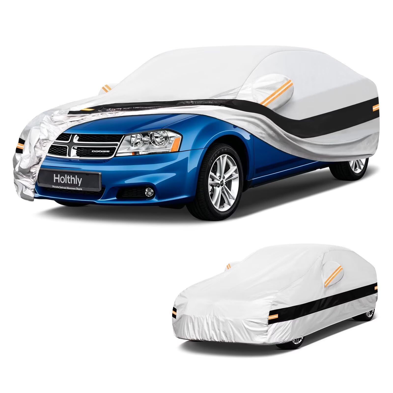 10 Layers Sedan Car Cover Custom Fit for Dodge Avenger (1994-2015), Waterproof All Weather for Automobiles, Outdoor Full Cover Sun Dust Rain Protection with Cotton. Silver