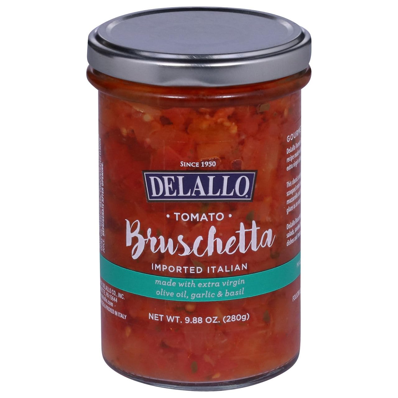 Delallo, Olive Oil Garlic And Basil Tomato Bruschetta, 9.88 Ounce