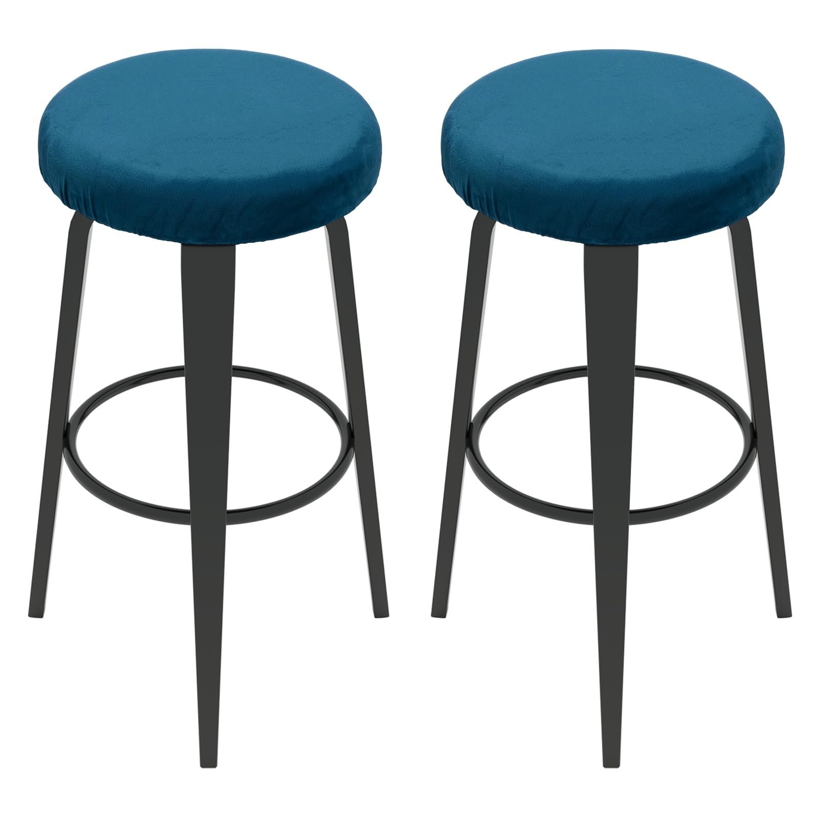 sourcing map 2 Pcs Velvet Bar Stool Covers, 10-14 Inch Round Bar Stool Cushions with Elastic Band Stretch Chair Seat Cover Washable Slipcovers for Round Stool Chair, Blue — image 1