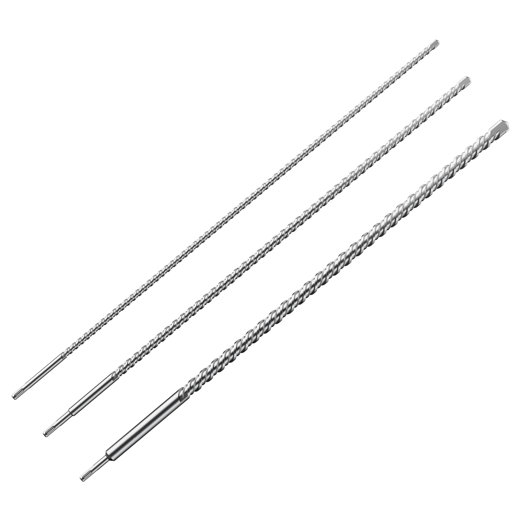 Wiltec SDS Bohrer Set 3 teilig, 1000 mm Länge, 870 mm Bohrtiefe, Ø 12/16/24 mm, Hammerbohrer Durchbruchbohrer aus Stahl für Wände, Beton, Stein