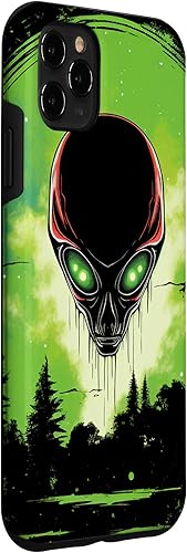 Vista 27 de iPhone 14 Pro Max Cute Green Alien Head UFO Space Face Alien Case