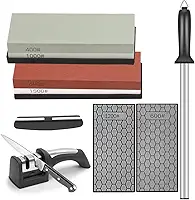 Conjunto para afiar facas, Conjunto de 6 Peças, Chaira Diamantada, Amolador de Facas, Pedra de Amolar Facas 400/1000 E 600/1500, Kit de Amolar Afiar Premium em Mármore para Afiação E Polimento