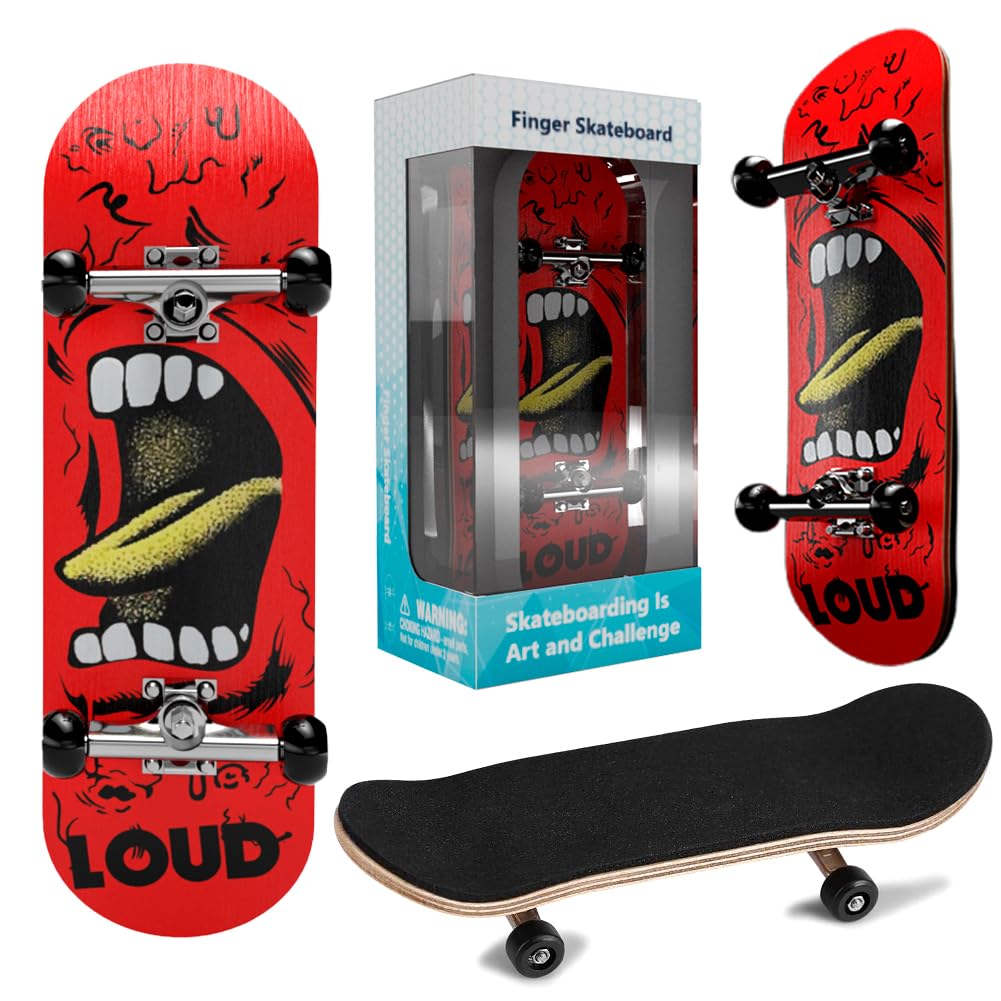 QYEHF Fingerboard,A Box of Finger Skateboards,Maple Wood Mini Finger Skateboards with PU Non-slip Box with Screwdriver,DIY Assembly Professional Skate Boarding Sports Games (red)