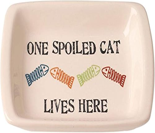 Pet rageous One Spoiled Cat rectangular Plato Bowl, 5"2.5oz., NATURALMulticolor
