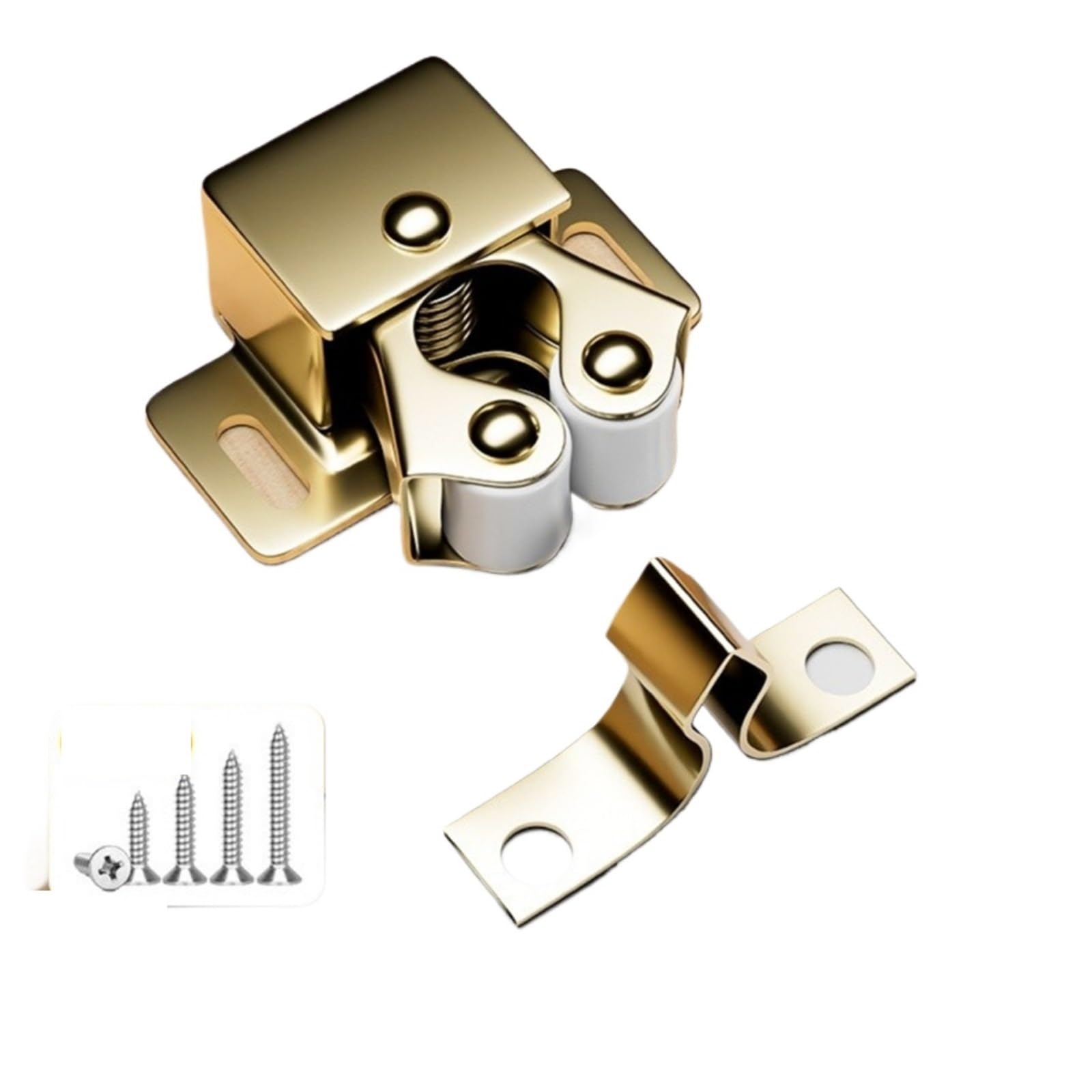 Double Roller Catch 30sets Double Roller Strong Hold Cupboard Cabinet Door Catches with Screws Catch Latch for Home Furniture(Golden)