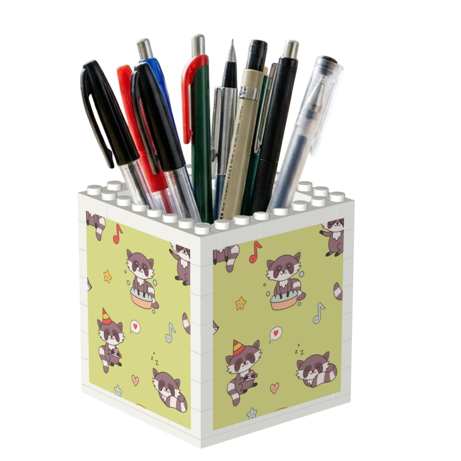 Poadnly Kawaii Raccoon Cute, Pen Pot Pencil Holder for Office Home School, Compact Desk Organiser for Office Stationery