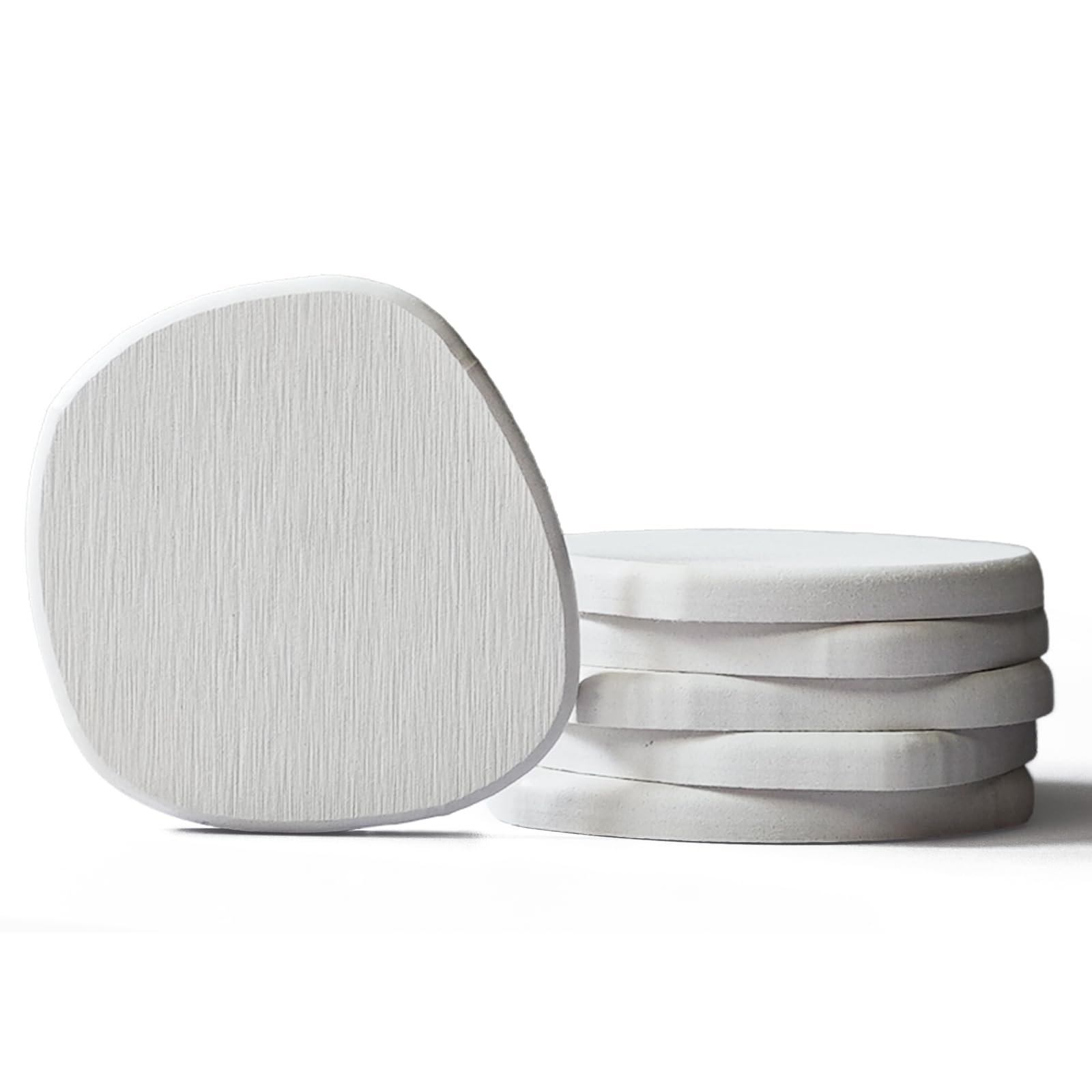 Diatomaceous Earth Coasters Set of 6 for Drinks, Moisture Water Absorbent Stone Coasters for Table Desk at Work, Water Absorbing Instant Drying Diatomite, Modern White
