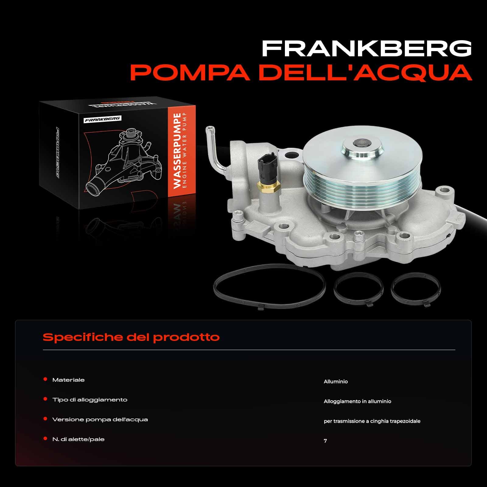 Frankberg Pompa dell'acqua di raffreddamento con kit di guarnizioni | 68157161AA; Compatibile con: 300 C LE LX, Grand Cherokee IV Seconda Guerra Mondiale, 300 C LX